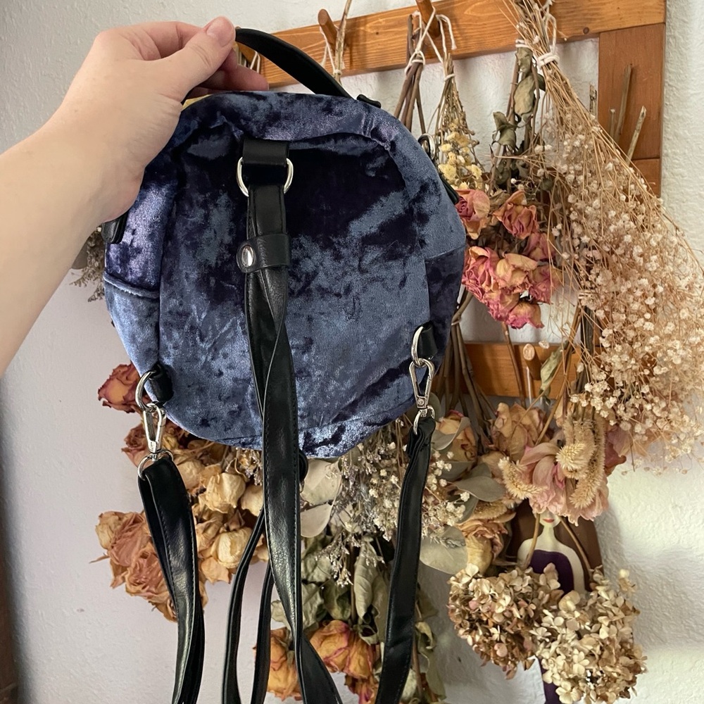 Deep Blue Velvet Mini Backpack - image 4